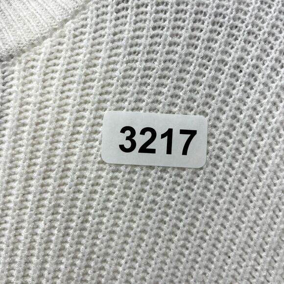 Jessica Simpson Sweater Womens Medium White Pink Striped Cropped collared Knit - Picture 15 of 15